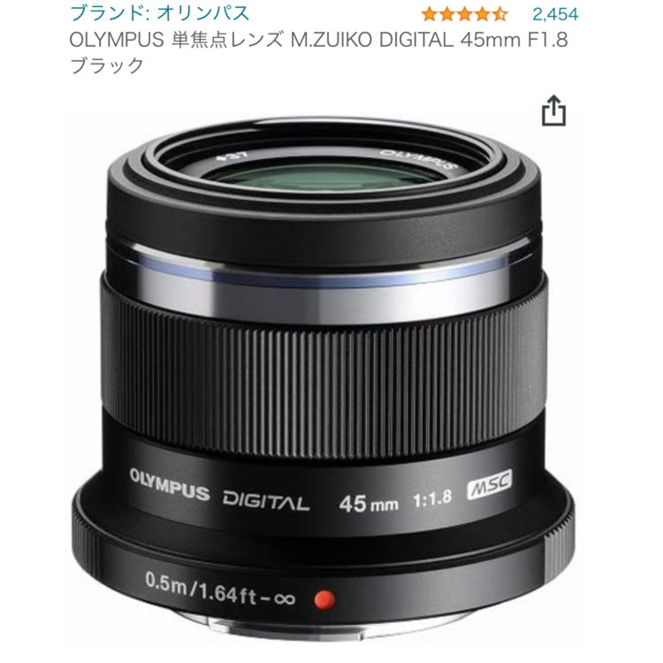 OLYMPUS 単焦点レンズ M.ZUIKO DIGITAL 45mm F1.8 ブラック
